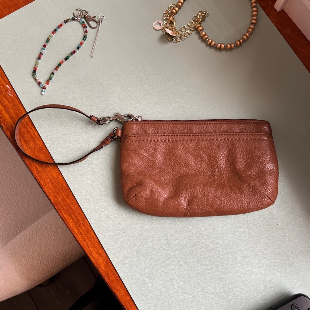 Coach Tan Leather Wristlet